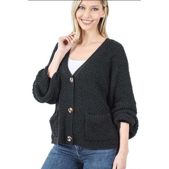 Andie Popcorn Sweater- Black - Picture 2 of 2